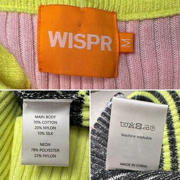 WISPR By Brodie Neon Pastel Colorblock Ribbed Knit Crewneck Striped Sweater M - Picture 6 of 10